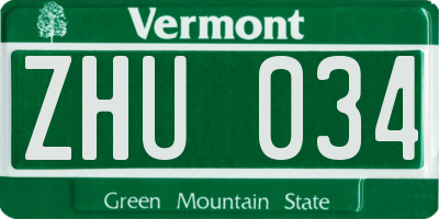 VT license plate ZHU034