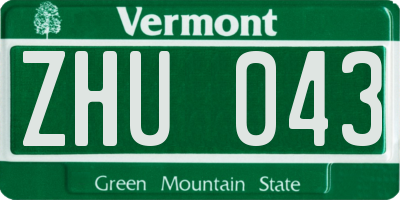 VT license plate ZHU043