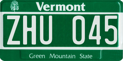 VT license plate ZHU045