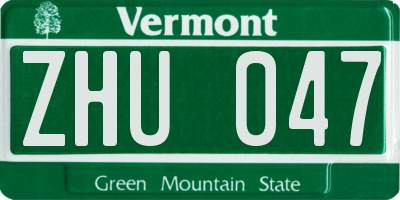VT license plate ZHU047