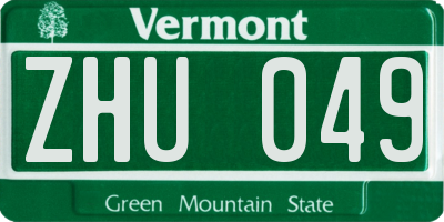 VT license plate ZHU049