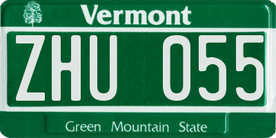 VT license plate ZHU055