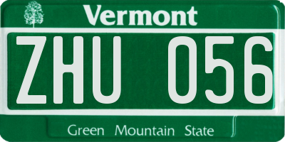 VT license plate ZHU056