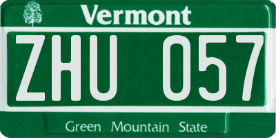 VT license plate ZHU057