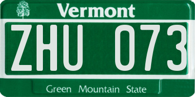 VT license plate ZHU073