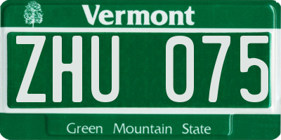 VT license plate ZHU075