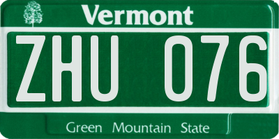 VT license plate ZHU076