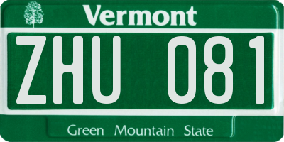 VT license plate ZHU081