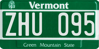 VT license plate ZHU095
