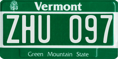 VT license plate ZHU097