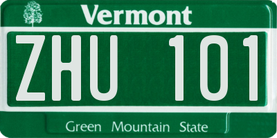 VT license plate ZHU101