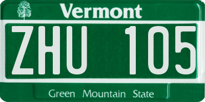VT license plate ZHU105