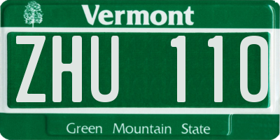 VT license plate ZHU110