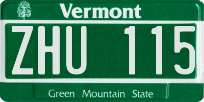 VT license plate ZHU115