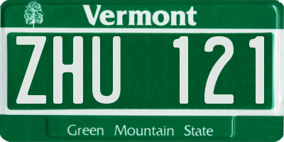 VT license plate ZHU121