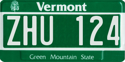 VT license plate ZHU124