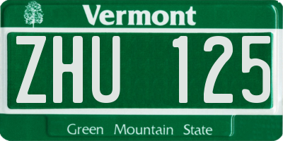 VT license plate ZHU125
