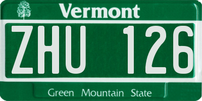 VT license plate ZHU126