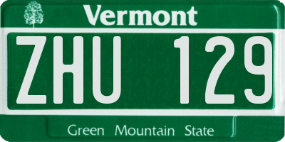 VT license plate ZHU129