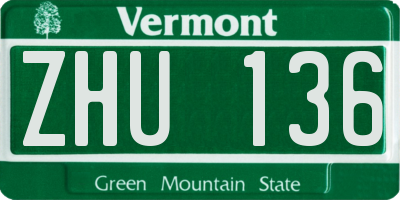 VT license plate ZHU136