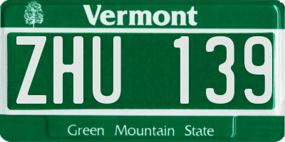 VT license plate ZHU139