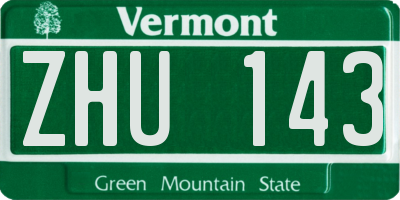 VT license plate ZHU143
