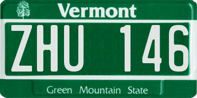 VT license plate ZHU146