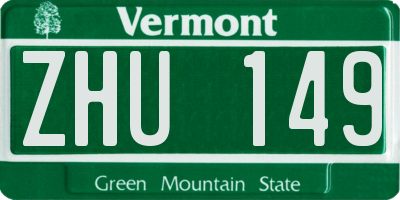 VT license plate ZHU149