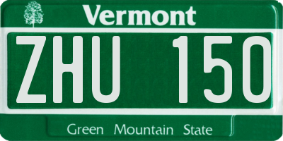 VT license plate ZHU150