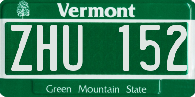 VT license plate ZHU152