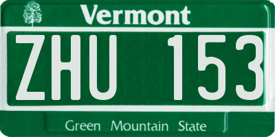 VT license plate ZHU153