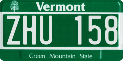 VT license plate ZHU158