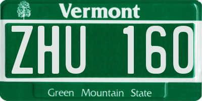 VT license plate ZHU160