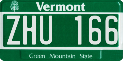 VT license plate ZHU166