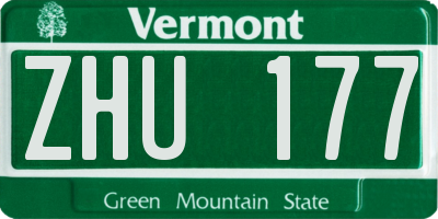VT license plate ZHU177