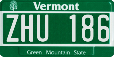 VT license plate ZHU186
