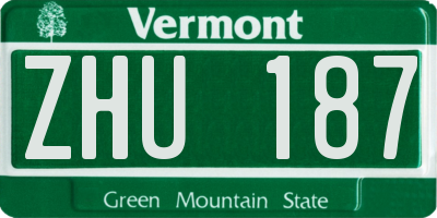 VT license plate ZHU187