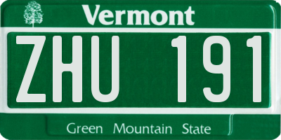 VT license plate ZHU191
