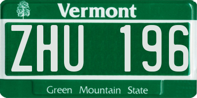 VT license plate ZHU196