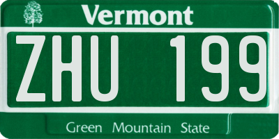 VT license plate ZHU199