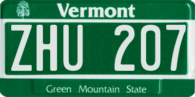 VT license plate ZHU207