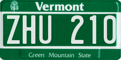 VT license plate ZHU210