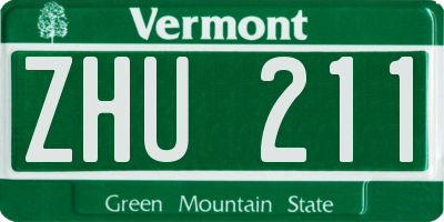 VT license plate ZHU211