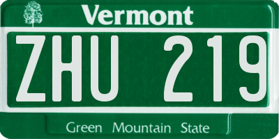 VT license plate ZHU219
