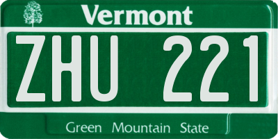 VT license plate ZHU221
