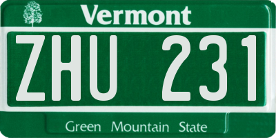 VT license plate ZHU231