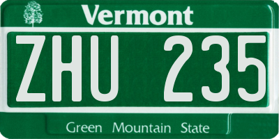 VT license plate ZHU235
