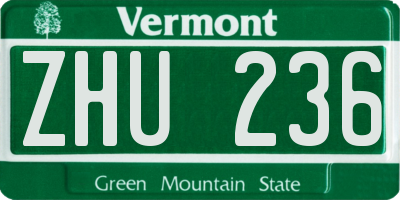 VT license plate ZHU236