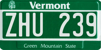 VT license plate ZHU239