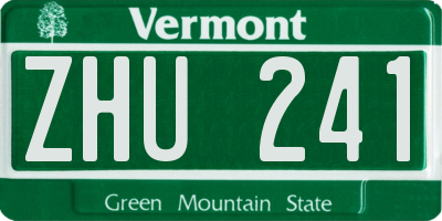 VT license plate ZHU241